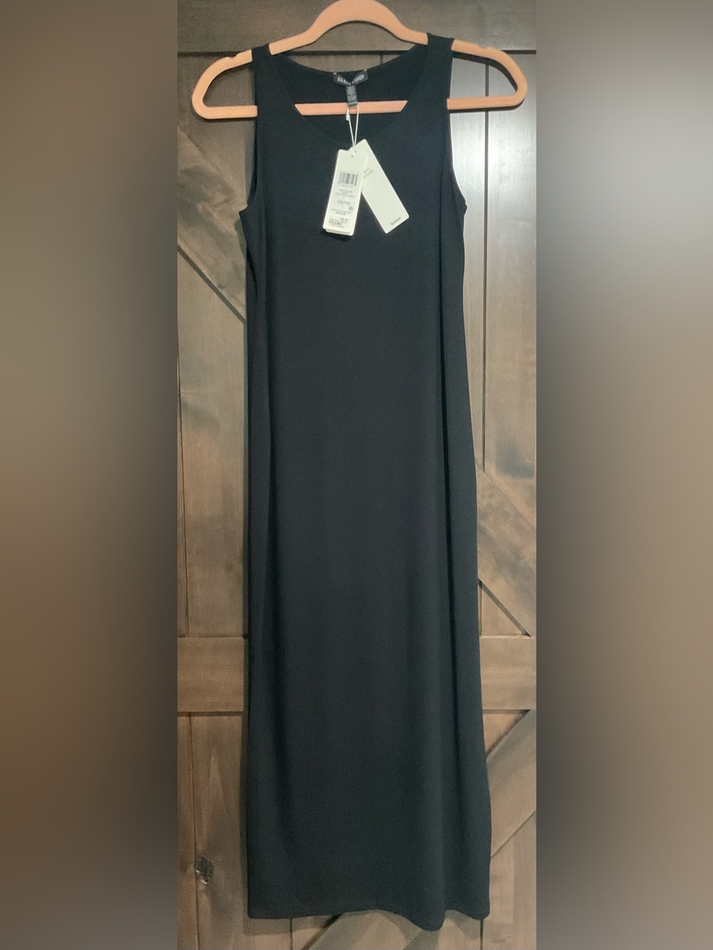 NWT Eileen Fisher Black Maxi Dress- Sleek Straight Silhouette XXS/TTP